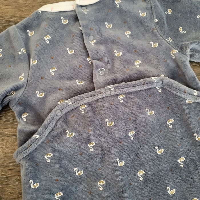 Tissaia- pyjama coton velours gris petits cygnes 3 mois - photo numéro 4