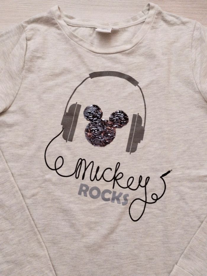 Sweat léger sequins beige chiné - photo numéro 3