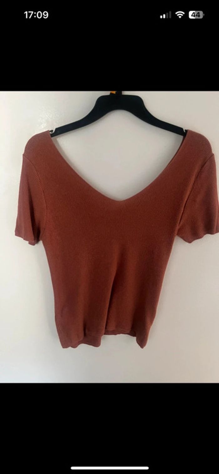 Top vieux rose/nude col V devant et dos – Taille unique - photo numéro 2