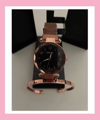 Montre femme rose gold et bracelet