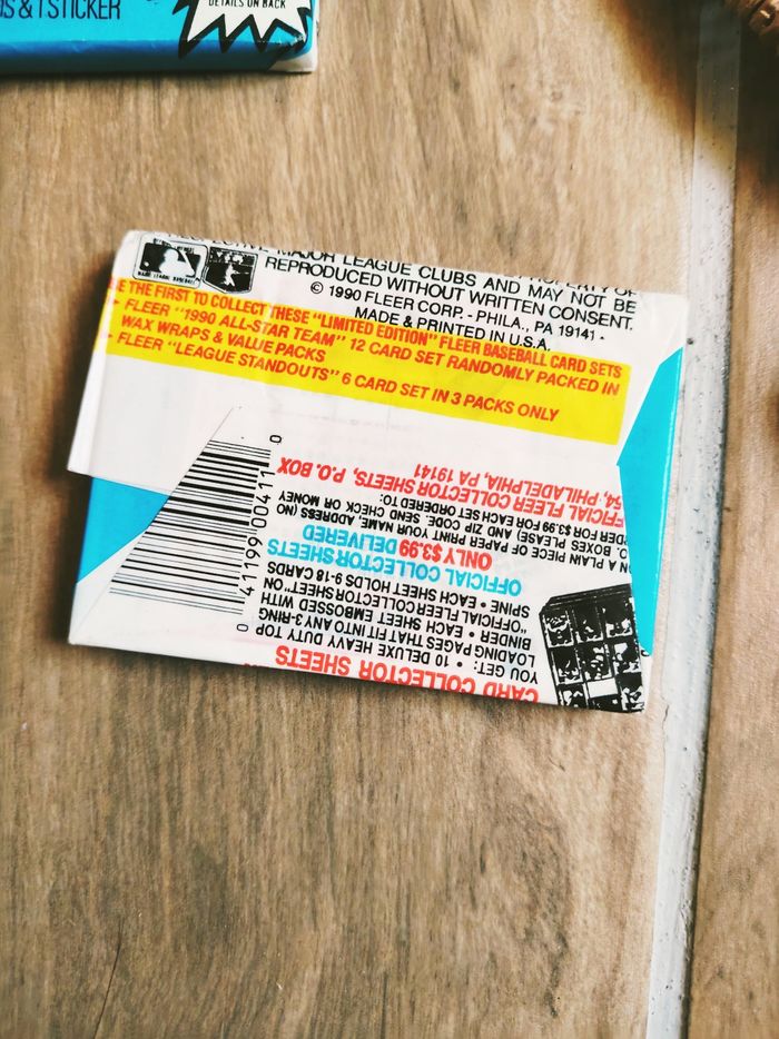 🧢Lot 2 boosters paquets de cartes de baseball fleer année 1990 10 the anniversary edition - photo numéro 2