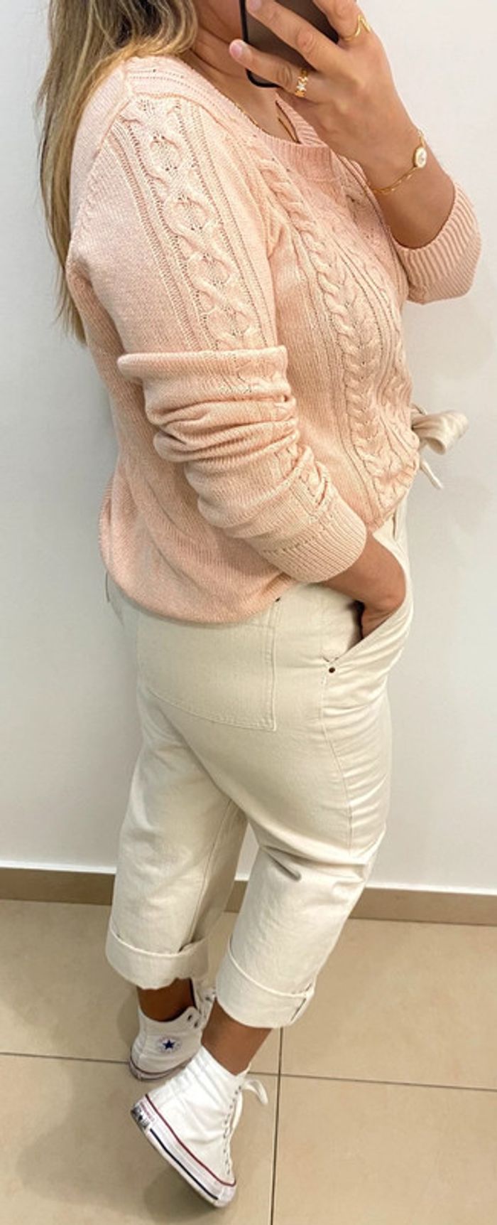 Superbe Pull Torsadé Maille Fine Taille L - photo numéro 8