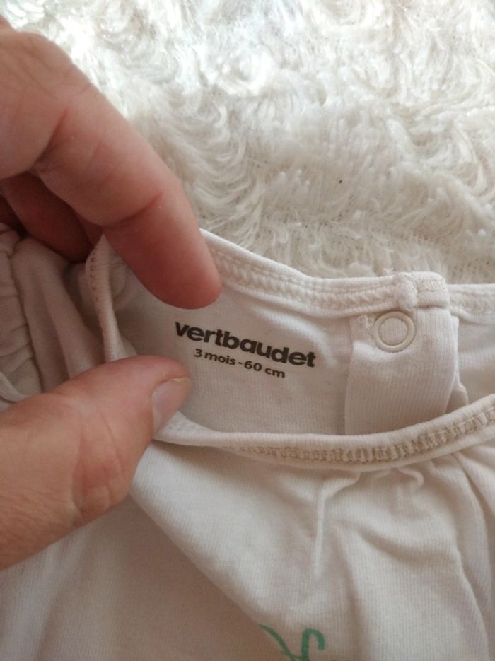 Tee shirt tunique chemise manches longues Fille 3 mois Happy birds Vertbaudet 100% coton - photo numéro 7