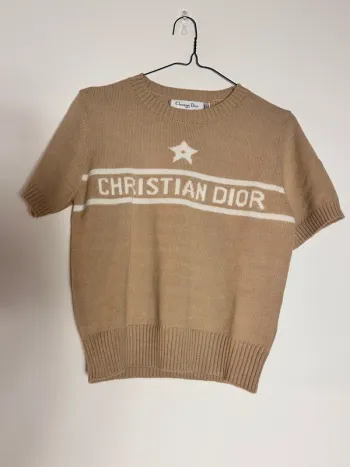 Pull sans manche Christian Dior beige blanc