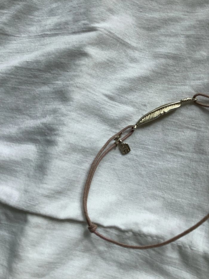 Bracelet lien ajustable avec plume métal argenté - photo numéro 2