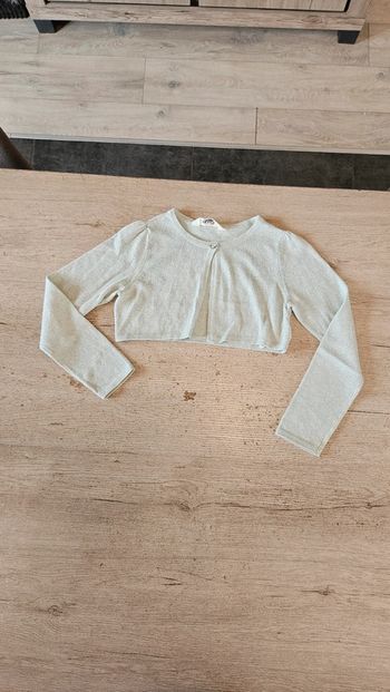 Gilet vert d eau brillant à manches longues, H&M, 6/8 ans, nickel