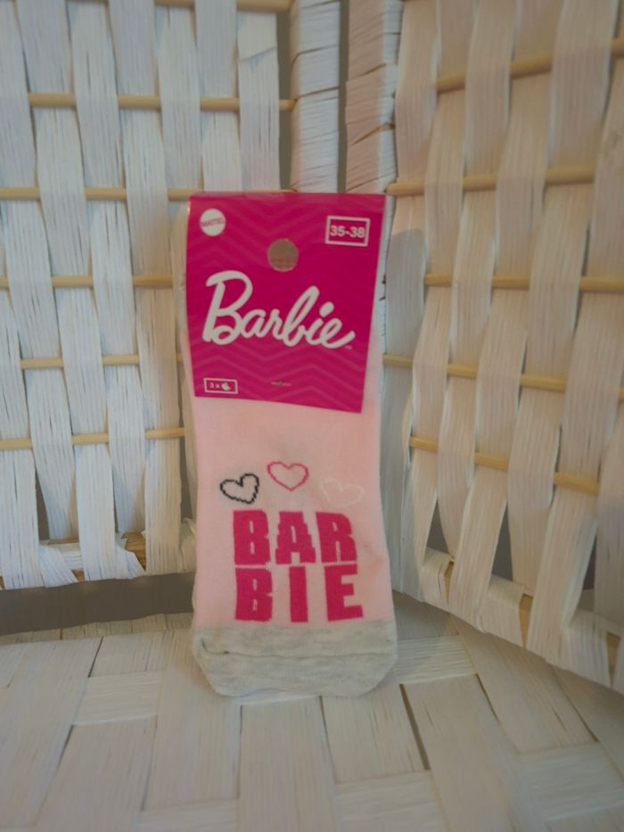 💕 joli Lot 3 paires de Socquettes Barbie fille Tendance Barbiecore - T. 35-38 - Neuves💕 - photo numéro 2