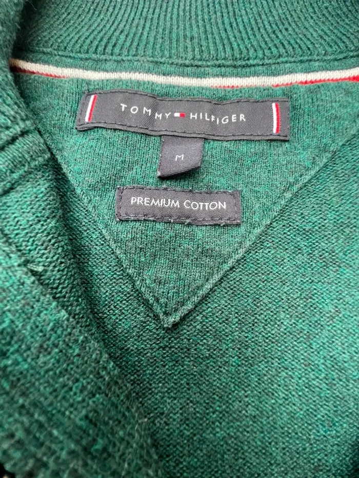 Pull 1/4 zip tommy Hilfiger vert taille M - photo numéro 5