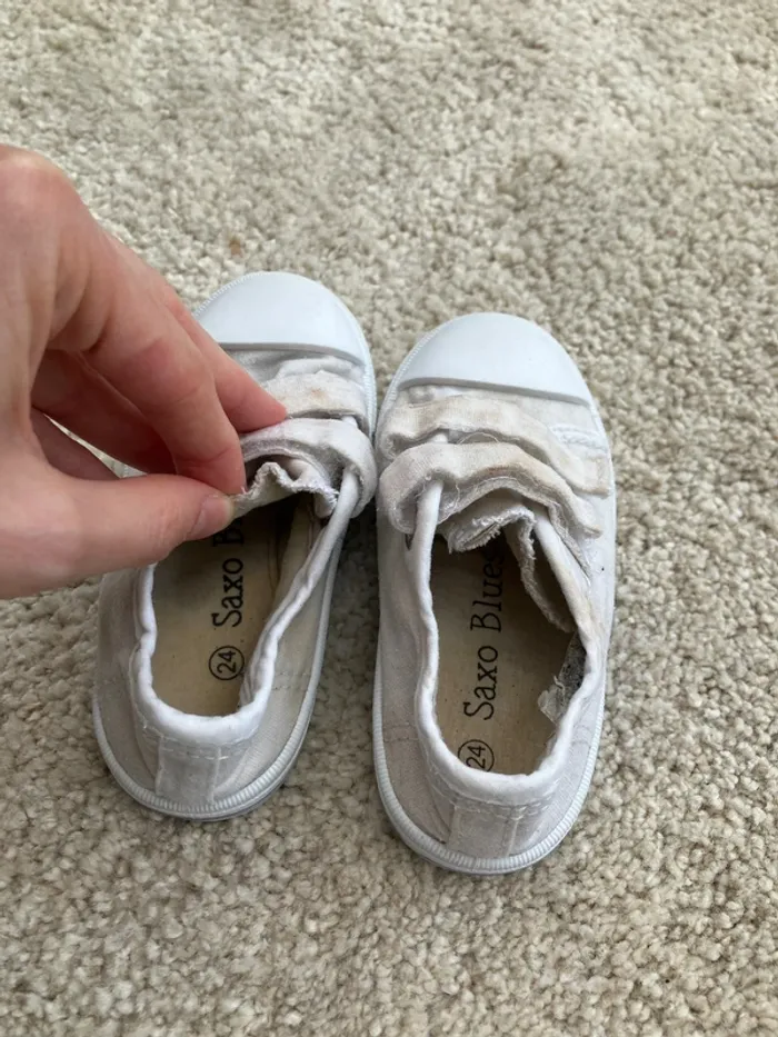 Paire de chaussures type tennis blanches mixtes - saxo - 24 - photo numéro 4