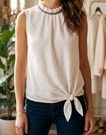 Top IKKS blanc cassé col tressé neuf taille 38 