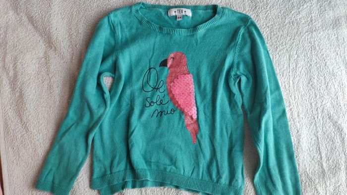 Pull fin tex 4 ans perroquet