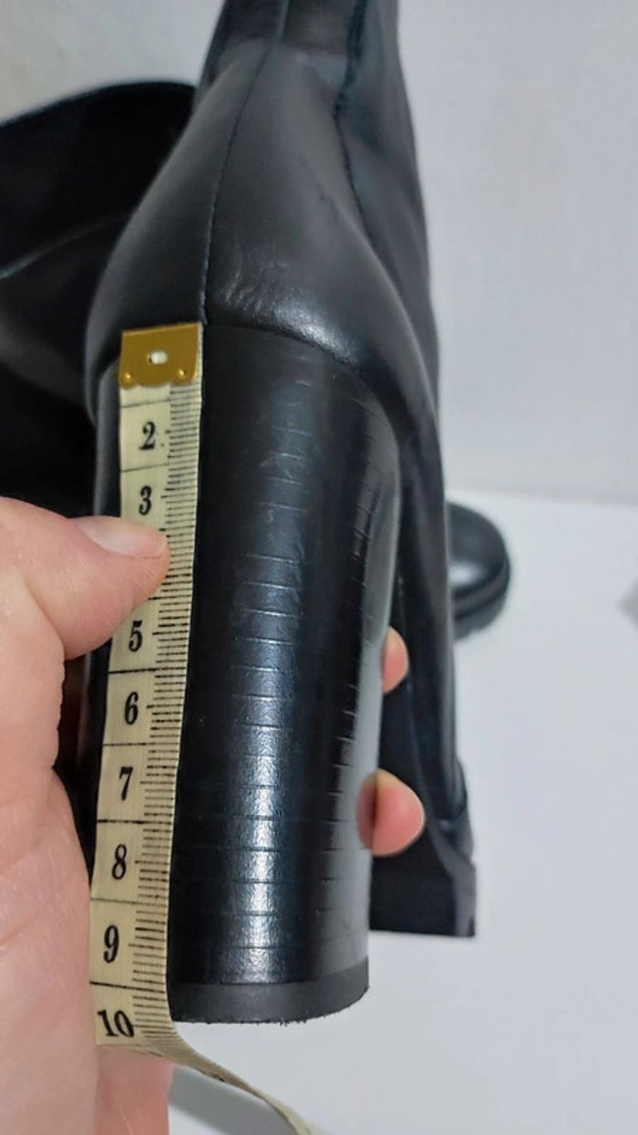 Bottines zippées en cuir véritable à talons Zara trafaluc Heel moto ankle boots taille 38 moto - photo numéro 13