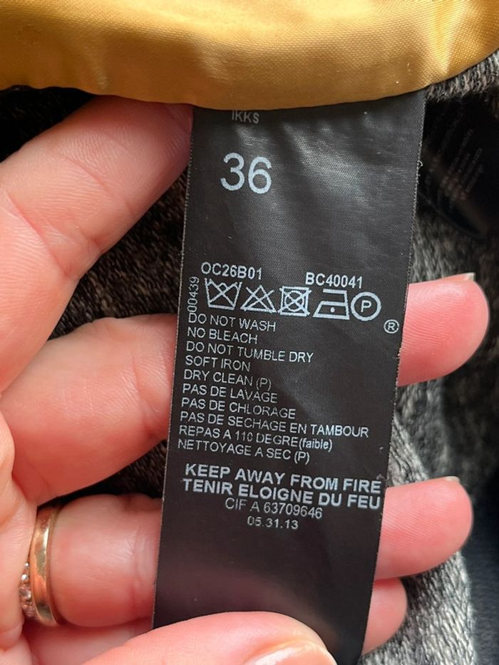 Veste blazer gris chiné et cuir Ikks S - photo numéro 10