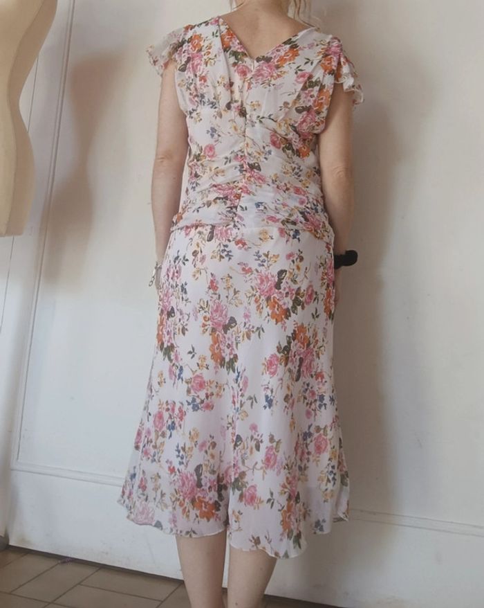robe femme vintage fleurie en voile doublée taille M 38 - photo numéro 5