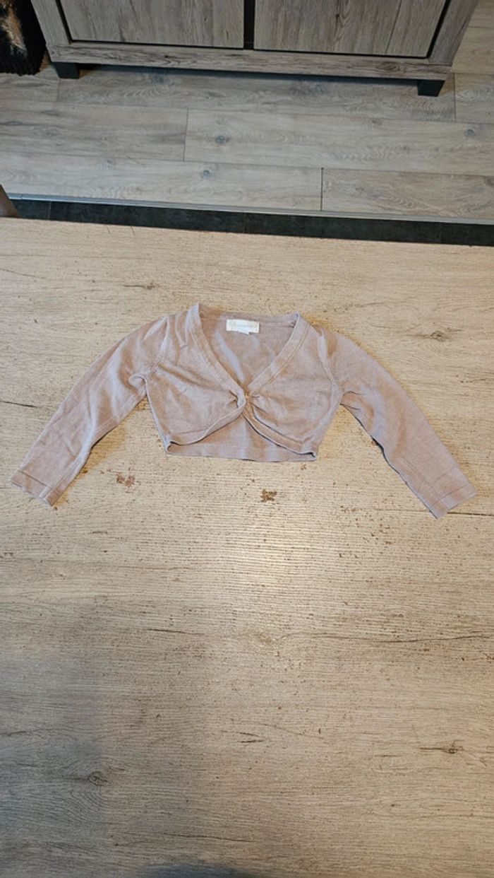 Boléro à manches longues beige foncé, Buissonnière, 6 ans, nickel