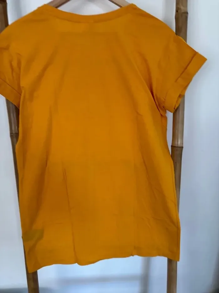 t-shirt très long jaune orange Divided taille S - photo numéro 5