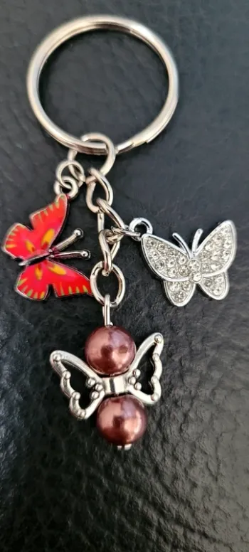 Porte-clés ange gardien papillons porte bonheur