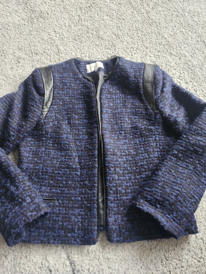 Blazer/ veste Sandro marine et noir Taille 38 - photo numéro 4