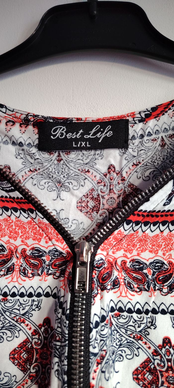 Tunique femme Best Life imprimé ethnique éléphants rouge noir blanc taille L/XL - photo numéro 2