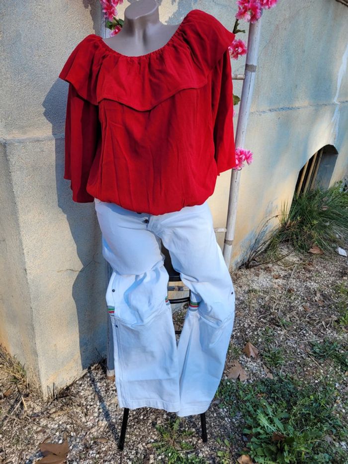 Pantalon blanc jambes larges RG512, taille S - photo numéro 4