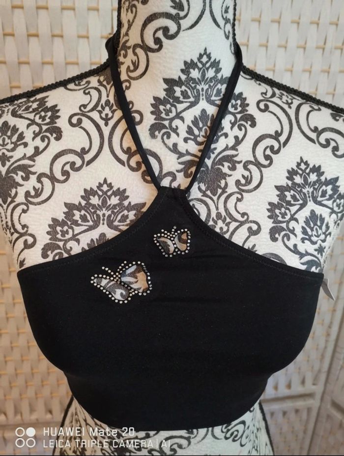 💕joli Haut de Maillot de Bain Noir Etam Futurista - Papillons Scintillants femme TM /38 💕 - photo numéro 3