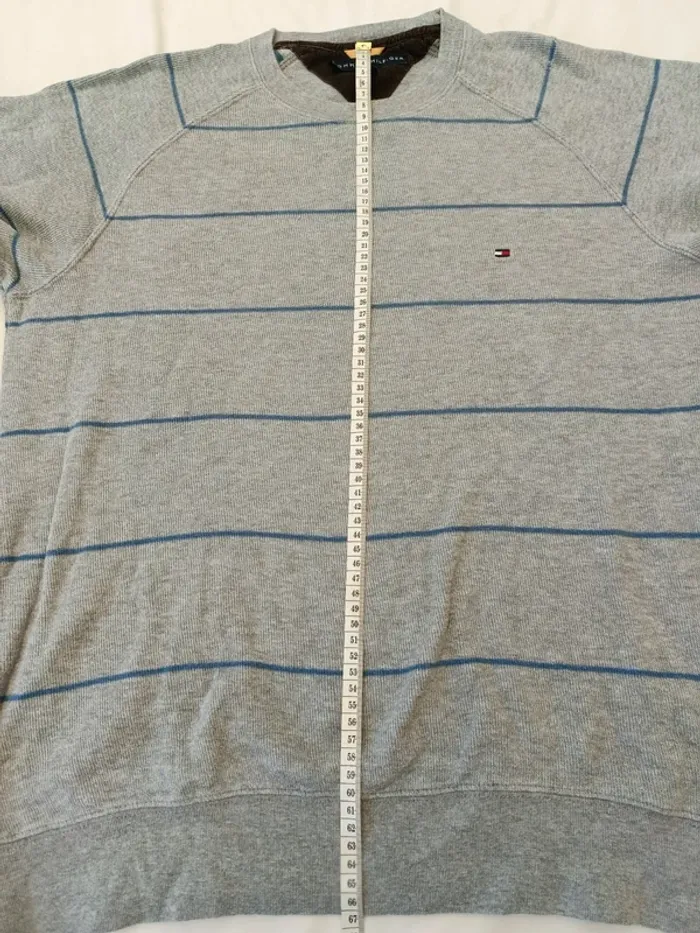 Jolie pull/Sweat gris tommy Hilfiger taille S homme rayé - photo numéro 5