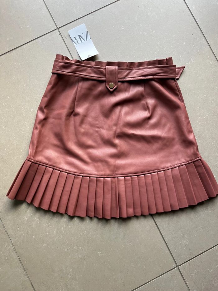 Jupe en simili cuir cognac Zara M neuve - photo numéro 6