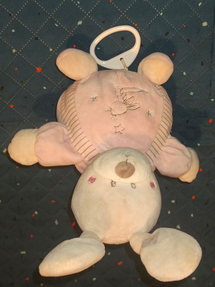 Lapin musical doudou rose et beige - photo numéro 2