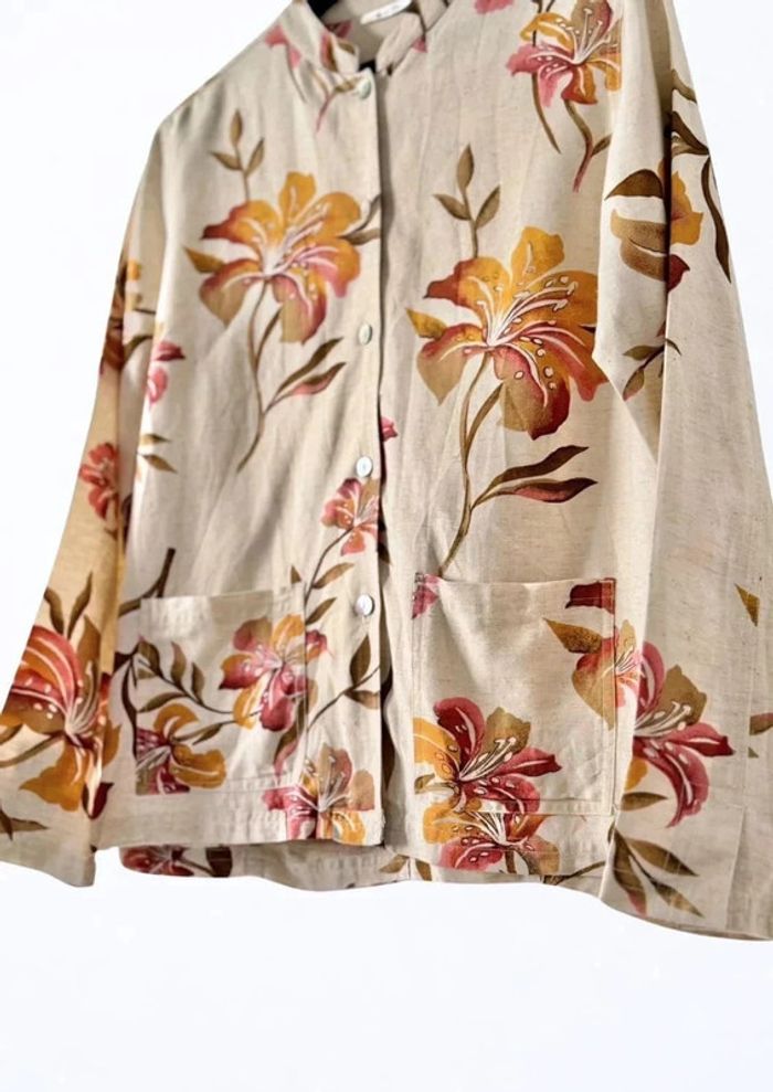 Chemise blouse shirt print flowers Agnès Flo Vintage size M/L - photo numéro 5