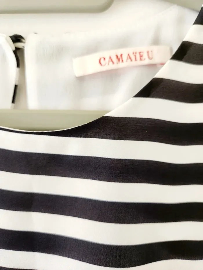 Robe sans manches Camaïeu à rayures bleu et blanches – Élégante et fluide - photo numéro 2