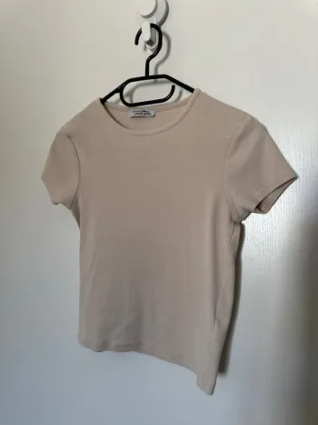 T-shirt côtelé beige fille été