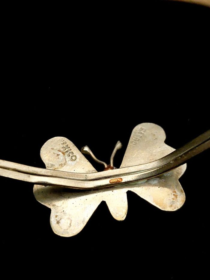 Magnifique bracelet papillon en Alpaca Mexico nacre - photo numéro 7