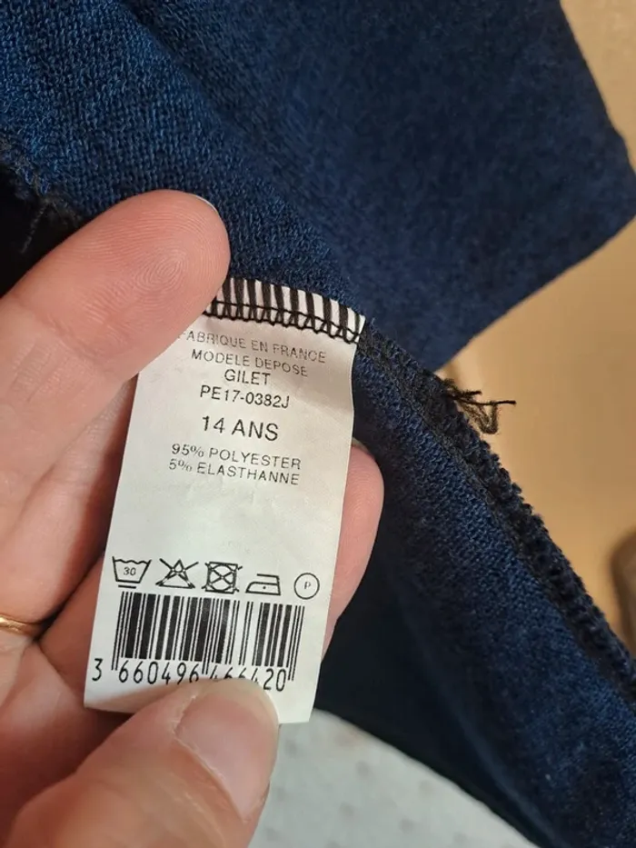 Gilet comme neuf fille 14 ans bleu à capuche porté 1 fois Lisa Bahia - photo numéro 6