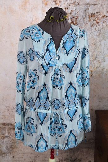 Blouse voile tons bleus More & More Taille 40