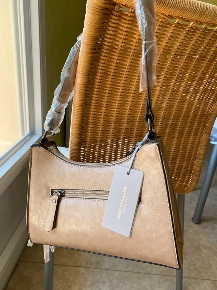 Sac à main taupe Inès Delaure 19x25 - photo numéro 6