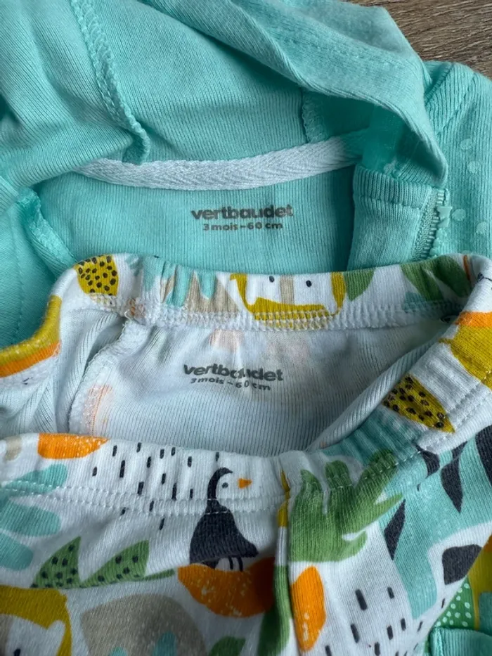 Ensemble Vertbaudet 3 mois pantalon gilet veste très bon état bébé garçon réduction lot - photo numéro 3