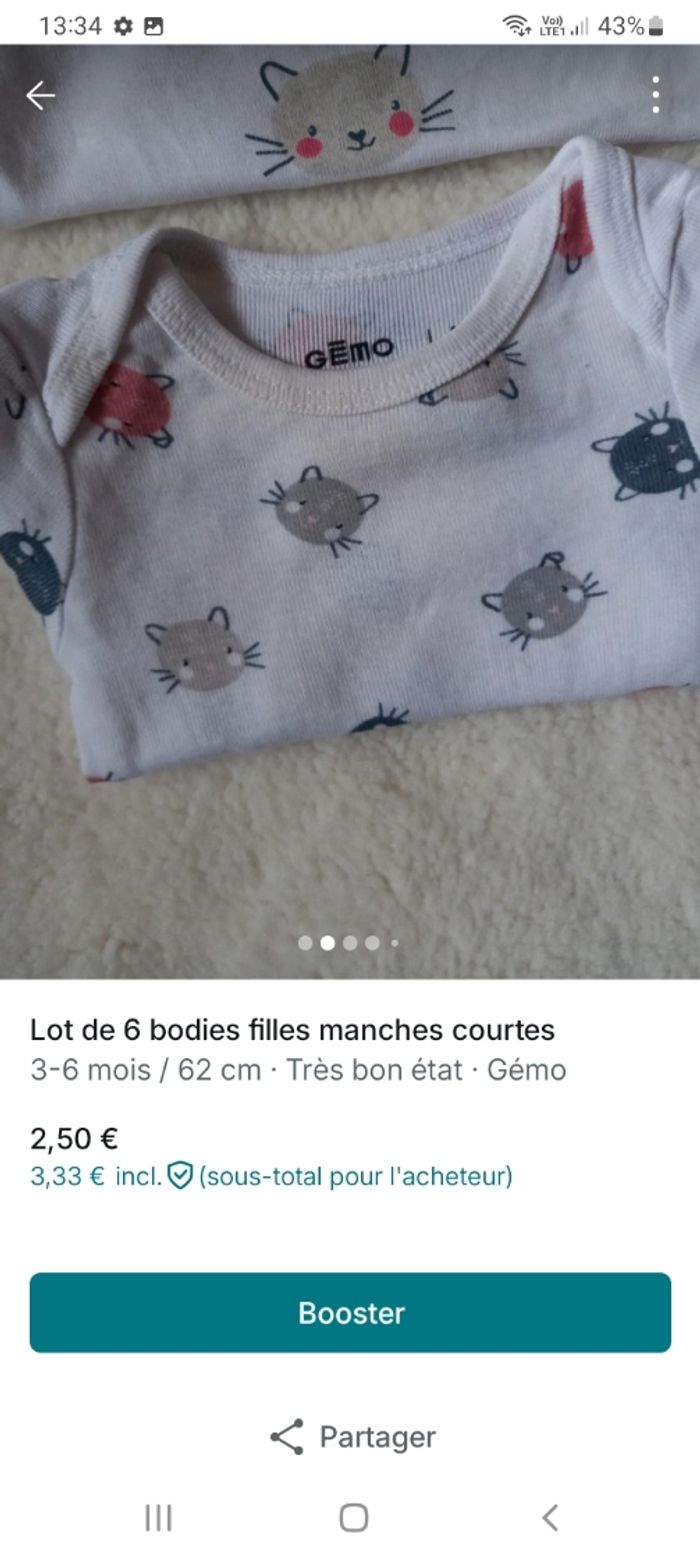 Lot de bodies fille manches courtes - photo numéro 2