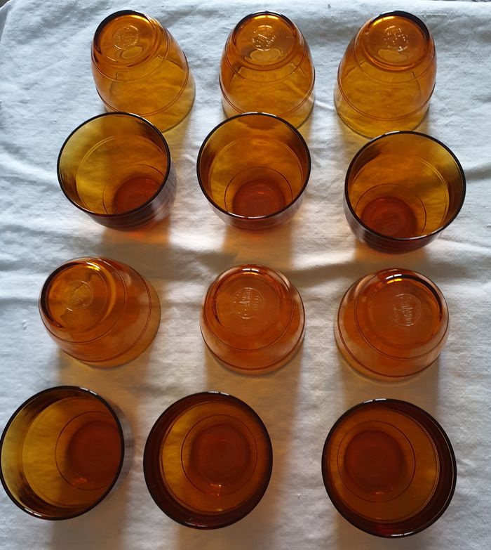 Lot de 12 verres ambrés – Duralex - Vintage - photo numéro 2