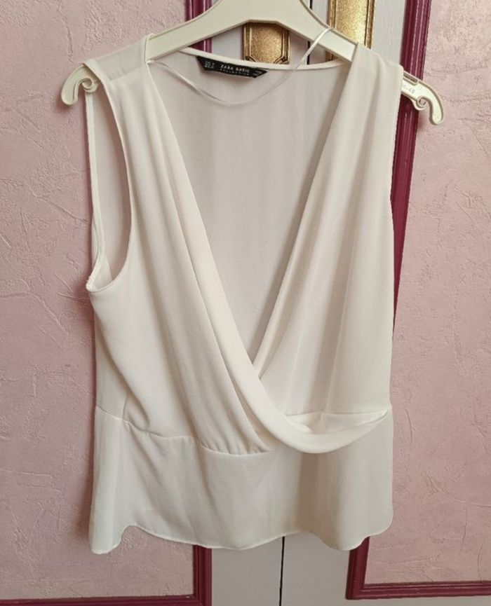 Blouse "Zara" blanc- crème en T.38 Neuve - photo numéro 3