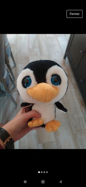 Peluche pingouin océan buddies gros yeux bleus