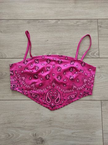 Top bandeau FB sister rose et noir 