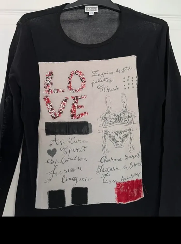 Blouse transparente manches longues noire Étam M🖤 - photo numéro 6