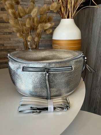 Sac banane gris brillant