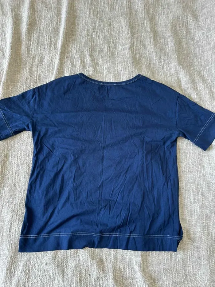 T-shirt Cop Copine bleu imprimé Taille L - photo numéro 3