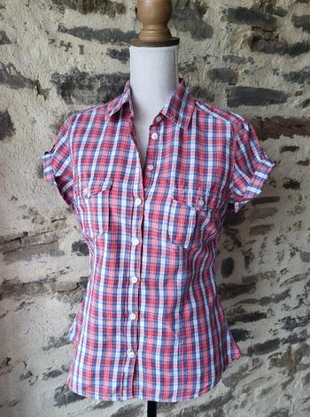 Chemisier manches courtes à carreaux rouge blanc bleu H&M Taille 36