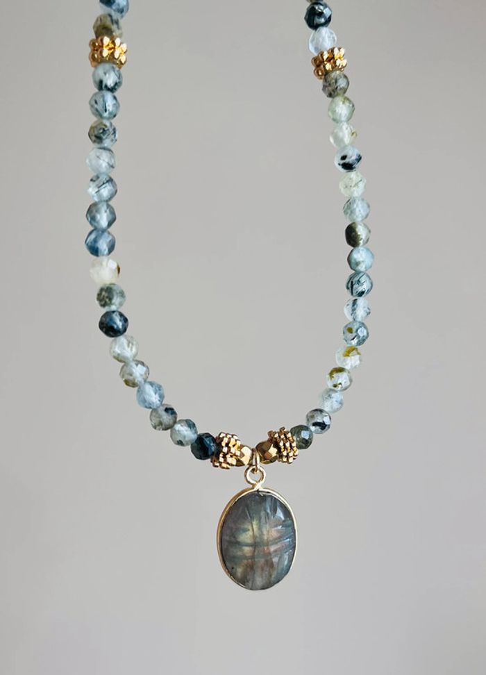 Collier talisman scarabée Labradorite et Préhnite - photo numéro 4