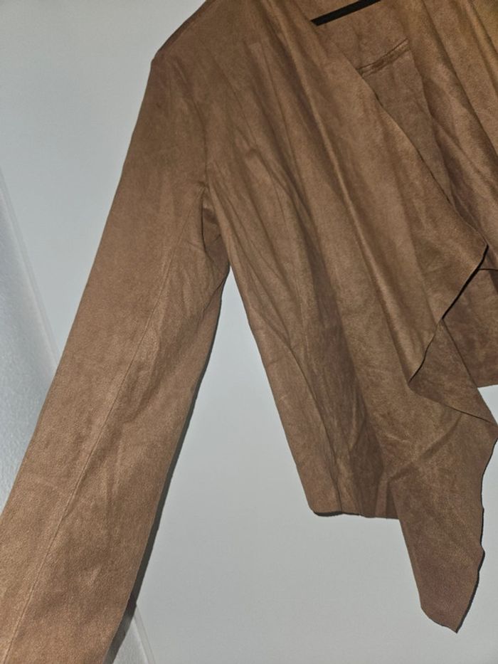 Veste fluide camel effet suédine - Jennyfer - T. L - photo numéro 6