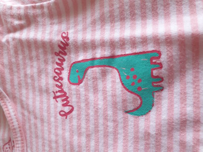 Tshirt MC rayé blanc et rose dino - T86/92 - Lupilu - photo numéro 2