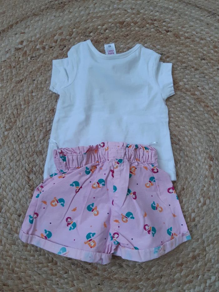 Ensemble tee-shirt blanc et short Baby Club 62 cm - photo numéro 5