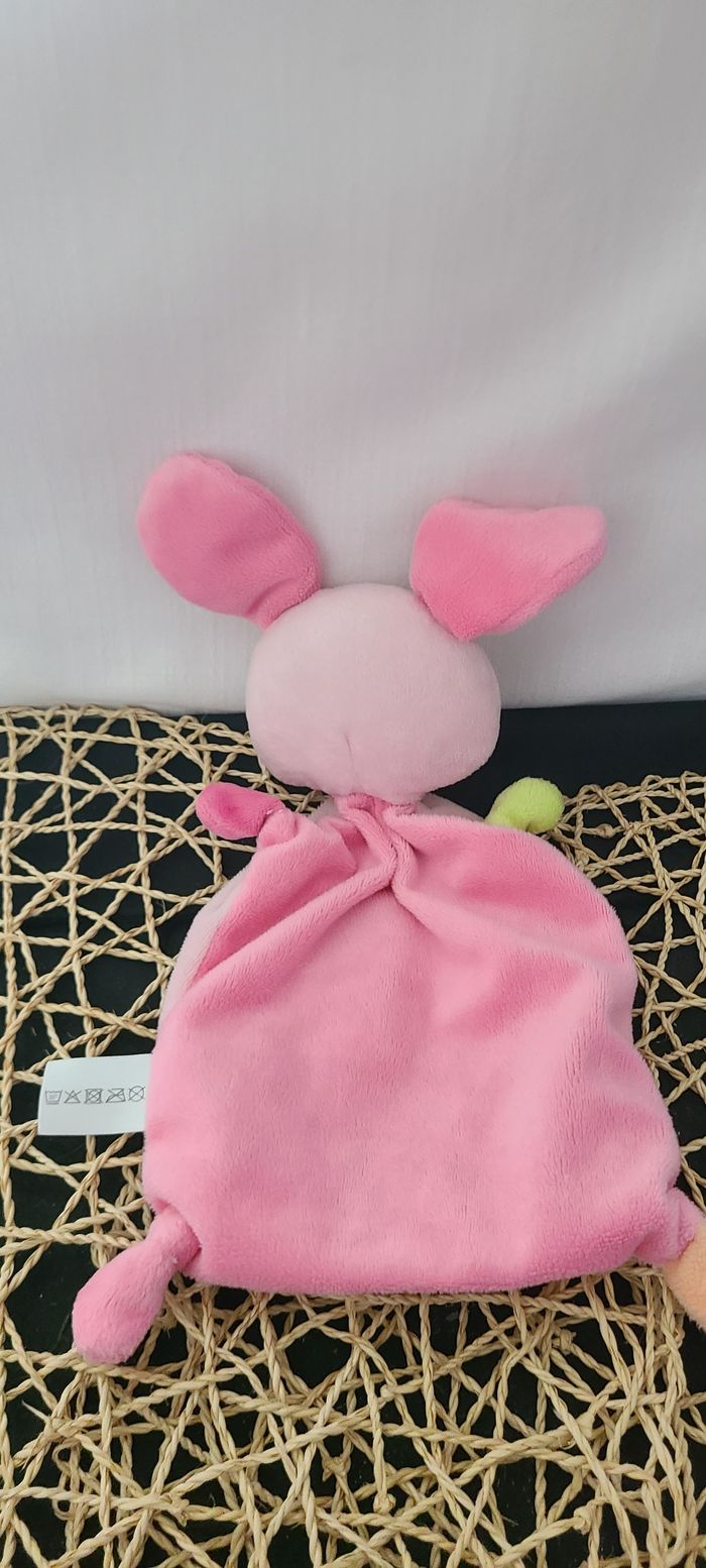 Doudou Lapin Plat Rose Rond Carreau NICOTOY SIMBA TOYS - photo numéro 2